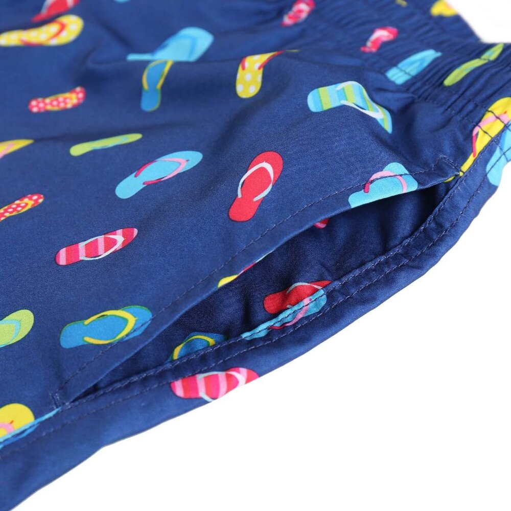 Boys' Blue Flip-flops Print Swim Trunks with Mesh Liner - Picture 3 of 7
